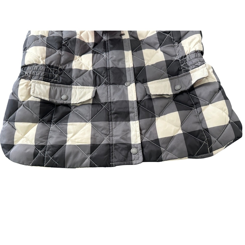 Talbots Petites Buffalo Plaid Quilted Puffer Vest Black White Grey Womens P - Picture 8 of 12